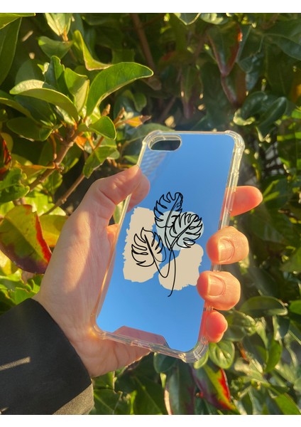 Apple iPhone Se 2022 Uyumlu Aynalı Monstera Desenli Darbe Kamera Korumalı Silikon Telefon Kılıfı fiyatları