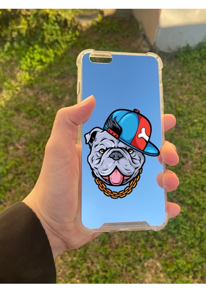 Apple iPhone 6 Plus Uyumlu Aynalı Köpek Desenli Darbe Kamera Korumalı Silikon Telefon Kılıfı