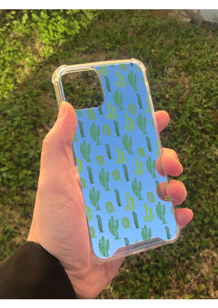 Apple iPhone 11 Pro Uyumlu Aynalı Kaktüs Desenli Darbe Kamera Korumalı Silikon Telefon Kılıfı modelleri