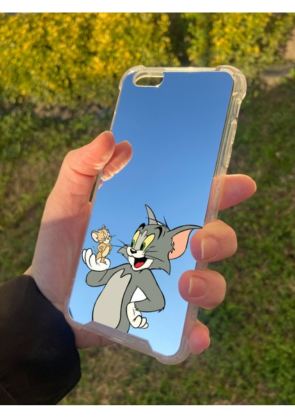 Apple iPhone 6s Plus Uyumlu Aynalı Tom ve Jerry Desenli Darbe Kamera Korumalı Silikon Telefon Kılıfı fiyatları