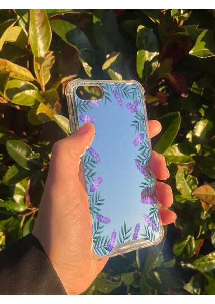 Apple iPhone 7 Uyumlu Aynalı Lavanta Desenli Darbe Kamera Korumalı Silikon Telefon Kılıfı modelleri