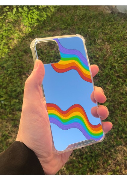 Apple iPhone 11 Pro Uyumlu Aynalı Gökkuşağı Desenli Darbe Kamera Korumalı Silikon Telefon Kılıfı modelleri