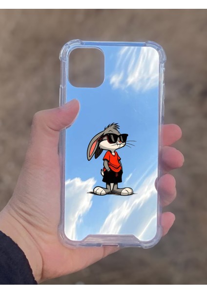 Apple iPhone 11 Uyumlu Aynalı Tavşan Desenli Darbe Kamera Korumalı Silikon Telefon Kılıfı