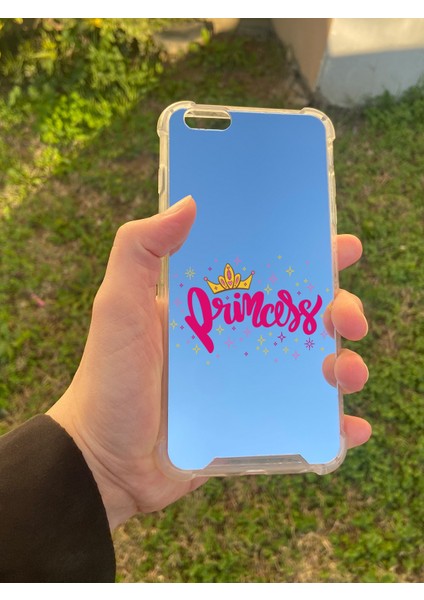 Apple iPhone 6 Plus Uyumlu Aynalı Prenses Desenli Darbe Kamera Korumalı Silikon Telefon Kılıfı