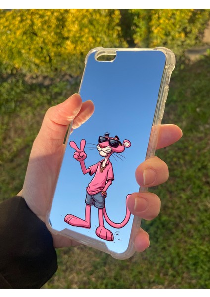 Apple iPhone 6s Plus Uyumlu Aynalı Pembe Panter Desenli Darbe Kamera Korumalı Silikon Telefon Kılıfı fiyatları