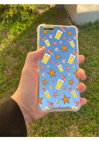 Apple iPhone 6s Plus Uyumlu Aynalı Limonata Desenli Darbe Kamera Korumalı Silikon Telefon Kılıfı