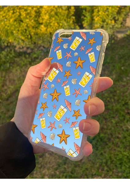 Apple iPhone 6s Plus Uyumlu Aynalı Limonata Desenli Darbe Kamera Korumalı Silikon Telefon Kılıfı