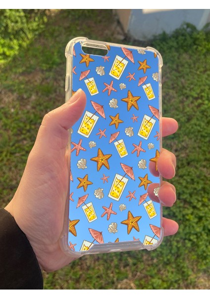 Apple iPhone 6s Plus Uyumlu Aynalı Limonata Desenli Darbe Kamera Korumalı Silikon Telefon Kılıfı