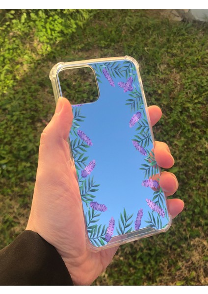 Apple iPhone 11 Pro Uyumlu Aynalı Lavanta Desenli Darbe Kamera Korumalı Silikon Telefon Kılıfı modelleri