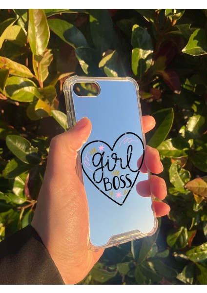 Apple iPhone 7 Uyumlu Aynalı Girl Boss Desenli Darbe Kamera Korumalı Silikon Telefon Kılıfı modelleri