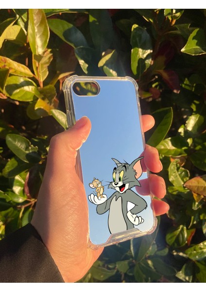 Apple iPhone 7 Uyumlu Aynalı Tom ve Jerry Desenli Darbe Kamera Korumalı Silikon Telefon Kılıfı modelleri