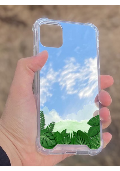 Apple iPhone 11 Uyumlu Aynalı Yaprak Desenli Darbe Kamera Korumalı Silikon Telefon Kılıfı fiyatları