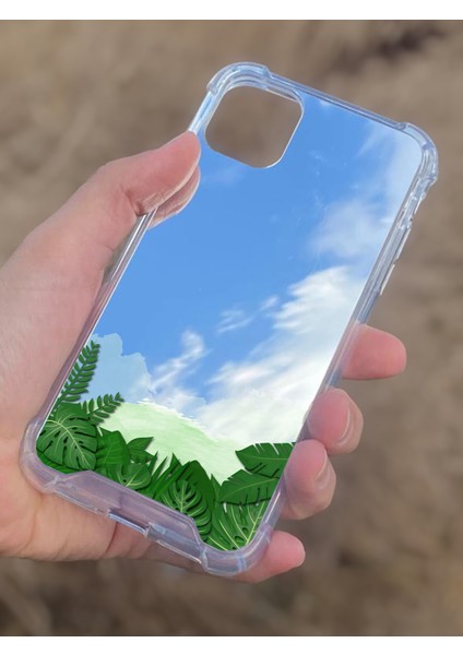 Apple iPhone 11 Uyumlu Aynalı Yaprak Desenli Darbe Kamera Korumalı Silikon Telefon Kılıfı modelleri