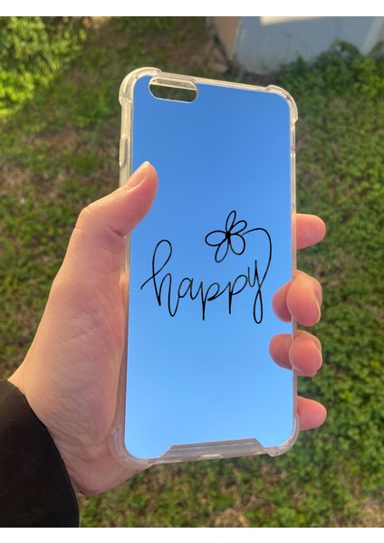 Apple iPhone 6 Plus Uyumlu Aynalı Happy Desenli Darbe Kamera Korumalı Silikon Telefon Kılıfı modelleri