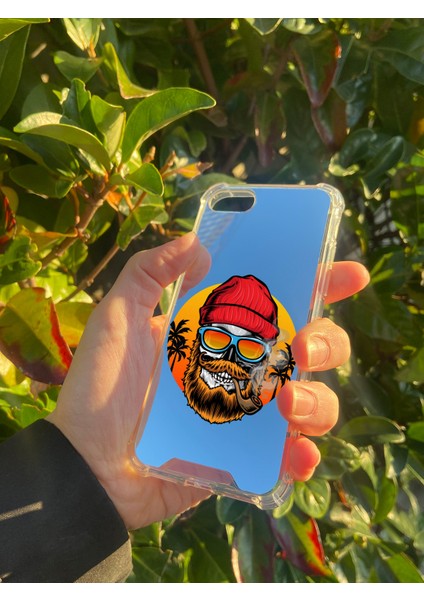 Apple iPhone 8 Uyumlu Aynalı Kuru Kafa Desenli Darbe Kamera Korumalı Silikon Telefon Kılıfı fiyatları