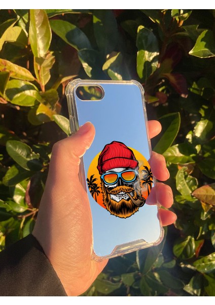 Apple iPhone 8 Uyumlu Aynalı Kuru Kafa Desenli Darbe Kamera Korumalı Silikon Telefon Kılıfı modelleri