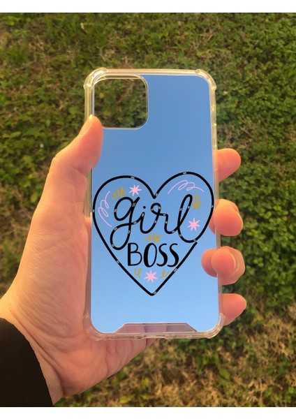 Apple iPhone 11 Pro Uyumlu Aynalı Girl Bos Desenli Darbe Kamera Korumalı Silikon Telefon Kılıfı