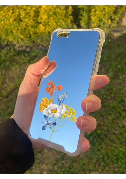 Apple iPhone 6 Plus Uyumlu Aynalı Sarı Beyaz Desenli Darbe Kamera Korumalı Silikon Telefon Kılıfı fiyatları