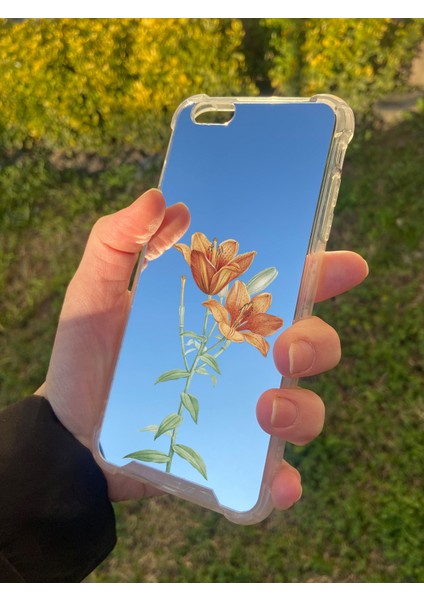 Apple iPhone 6 Plus Uyumlu Aynalı Turuncu Desenli Darbe Kamera Korumalı Silikon Telefon Kılıfı fiyatları