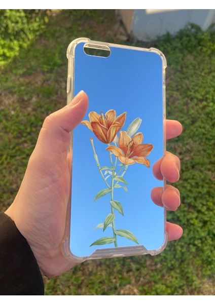 Apple iPhone 6 Plus Uyumlu Aynalı Turuncu Desenli Darbe Kamera Korumalı Silikon Telefon Kılıfı modelleri
