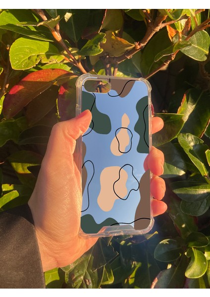 Apple iPhone 8 Uyumlu Aynalı Dalga Desenli Darbe Kamera Korumalı Silikon Telefon Kılıfı