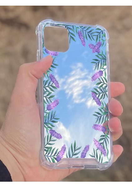Apple iPhone 11 Uyumlu Aynalı Lavanta Desenli Darbe Kamera Korumalı Silikon Telefon Kılıfı fiyatları