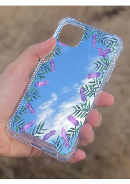 Apple iPhone 11 Uyumlu Aynalı Lavanta Desenli Darbe Kamera Korumalı Silikon Telefon Kılıfı modelleri