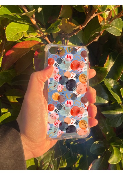 Apple iPhone Se 2022 Uyumlu Aynalı Halka Desenli Darbe Kamera Korumalı Silikon Telefon Kılıfı