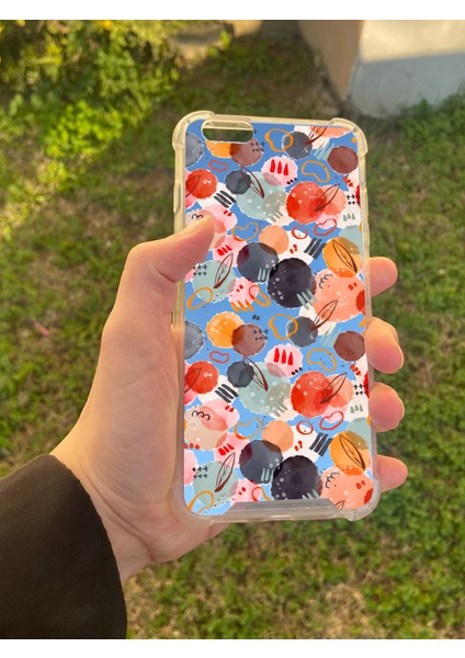 Apple iPhone 6 Plus Uyumlu Aynalı Daire Desenli Darbe Kamera Korumalı Silikon Telefon Kılıfı