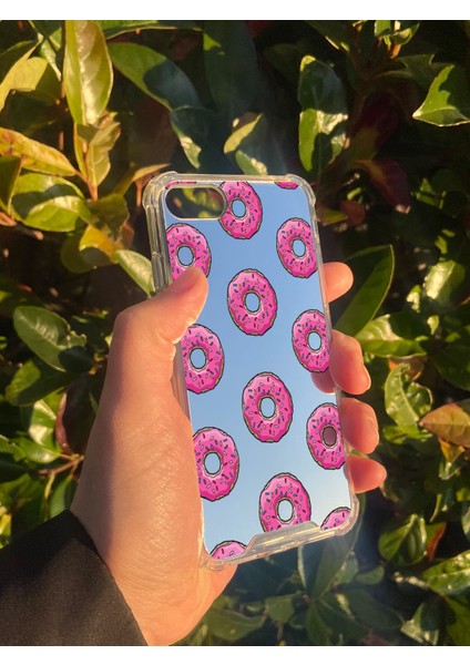 Apple iPhone 8 Uyumlu Aynalı Donut Desenli Darbe Kamera Korumalı Silikon Telefon Kılıfı modelleri