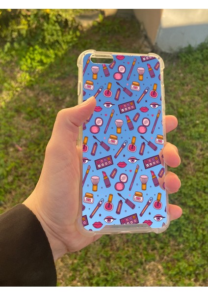 Apple iPhone 6 Plus Uyumlu Aynalı Makyaj Desenli Darbe Kamera Korumalı Silikon Telefon Kılıfı