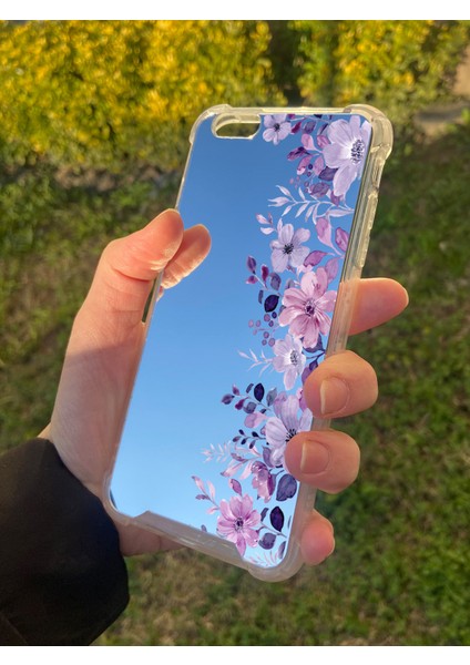 Apple iPhone 6 Plus Uyumlu Aynalı Mor Desenli Darbe Kamera Korumalı Silikon Telefon Kılıfı fiyatları