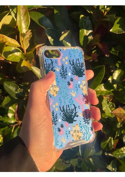 Apple iPhone 8 Uyumlu Aynalı Renkli Dal Desenli Darbe Kamera Korumalı Silikon Telefon Kılıfı modelleri