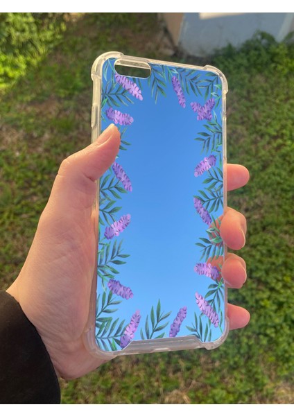 Apple iPhone 6 Plus Uyumlu Aynalı Lavanta Desenli Darbe Kamera Korumalı Silikon Telefon Kılıfı modelleri