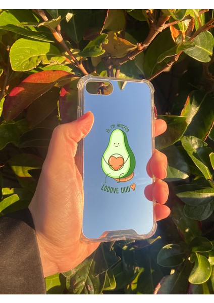 Apple iPhone 8 Uyumlu Aynalı Love You Desenli Darbe Kamera Korumalı Silikon Telefon Kılıfı
