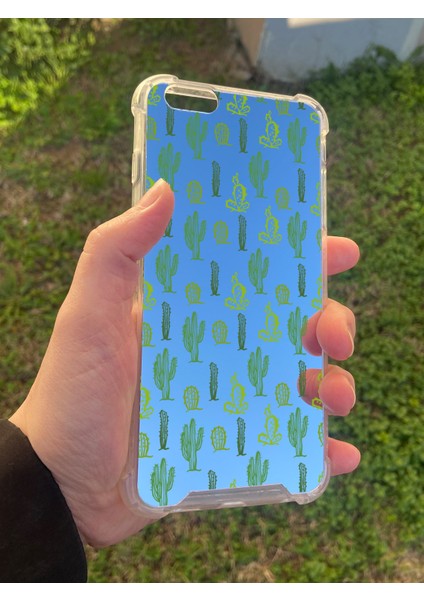 Apple iPhone 6 Plus Uyumlu Aynalı Kaktüs Desenli Darbe Kamera Korumalı Silikon Telefon Kılıfı modelleri