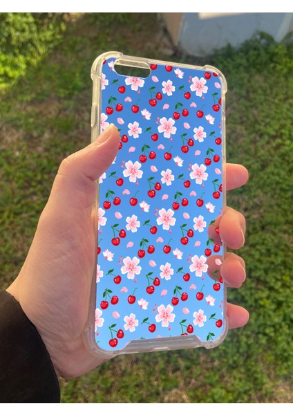Apple iPhone 6s Plus Uyumlu Aynalı Kiraz Desenli Darbe Kamera Korumalı Silikon Telefon Kılıfı modelleri