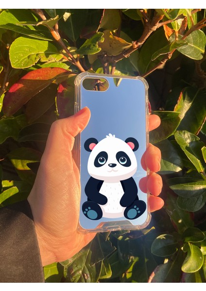 Apple iPhone 8 Uyumlu Aynalı Poncik Desenli Darbe Kamera Korumalı Silikon Telefon Kılıfı