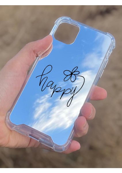 Apple iPhone 11 Uyumlu Aynalı Happy Desenli Darbe Kamera Korumalı Silikon Telefon Kılıfı modelleri