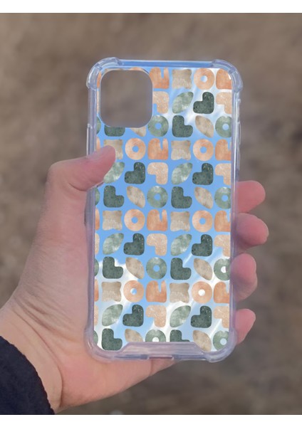 Apple iPhone 11 Uyumlu Aynalı Geometrik Desenli Darbe Kamera Korumalı Silikon Telefon Kılıfı