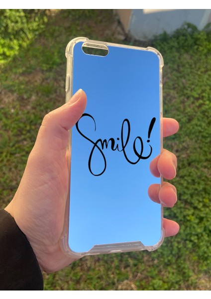 Apple iPhone 6 Plus Uyumlu Aynalı Smile Desenli Darbe Kamera Korumalı Silikon Telefon Kılıfı modelleri
