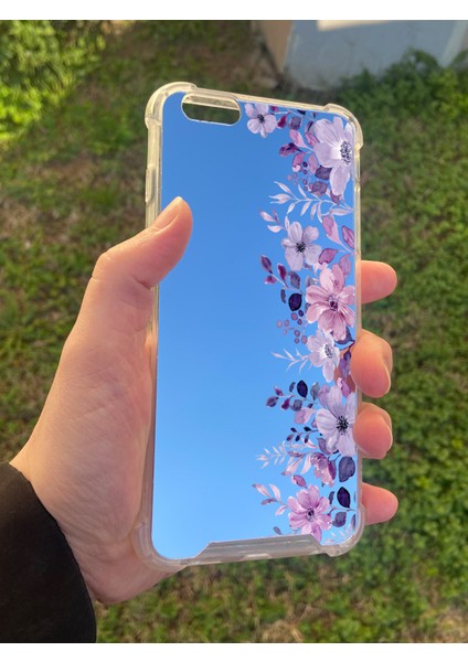 Apple iPhone 6s Plus Uyumlu Aynalı Mor Desenli Darbe Kamera Korumalı Silikon Telefon Kılıfı modelleri