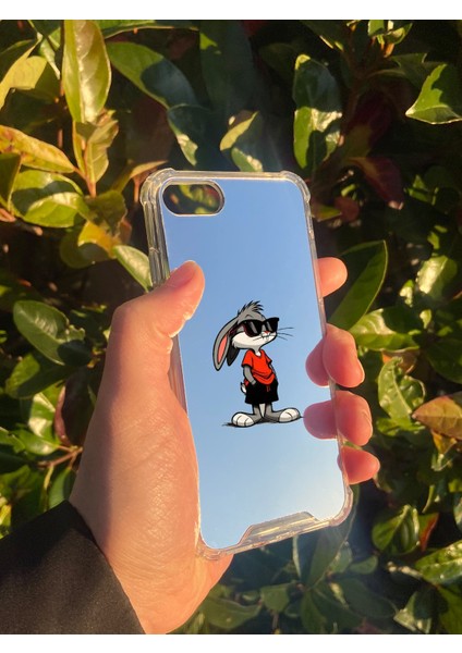 Apple iPhone Se 2022 Uyumlu Aynalı Tavşan Desenli Darbe Kamera Korumalı Silikon Telefon Kılıfı modelleri
