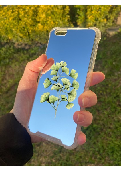 Apple iPhone 6s Plus Uyumlu Aynalı Ginkgo Desenli Darbe Kamera Korumalı Silikon Telefon Kılıfı fiyatları