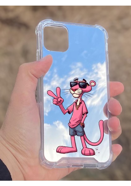 Apple iPhone 11 Uyumlu Aynalı Pembe Panter Desenli Darbe Kamera Korumalı Silikon Telefon Kılıfı fiyatları