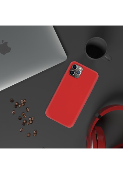 Apple iPhone 11 Pro Max İnce Mat Silikon Kılıf Kırmızı modelleri