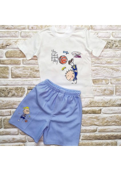 1-2-3 Yaş Topçu Erkek Çocuk Baskılı Şortlu Kısa Kollu Tişört 2li Erkek Bebek Takımı