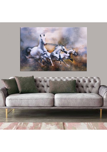 Dekoratif Baskı Sulu Boya At Kanvas Tablo