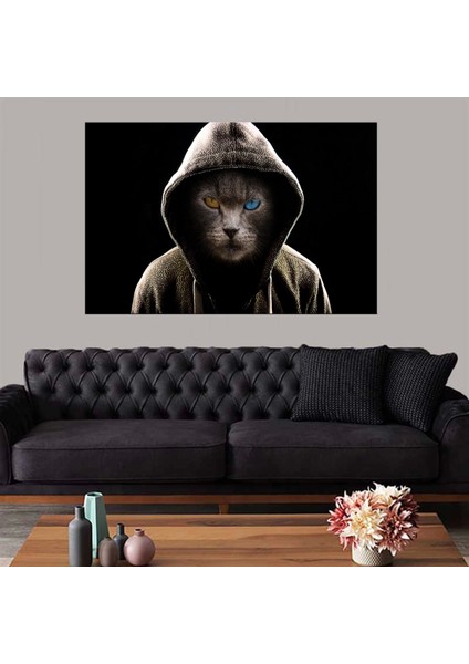 Dekoratif Baskı Underground Cat Kanvas Tablo