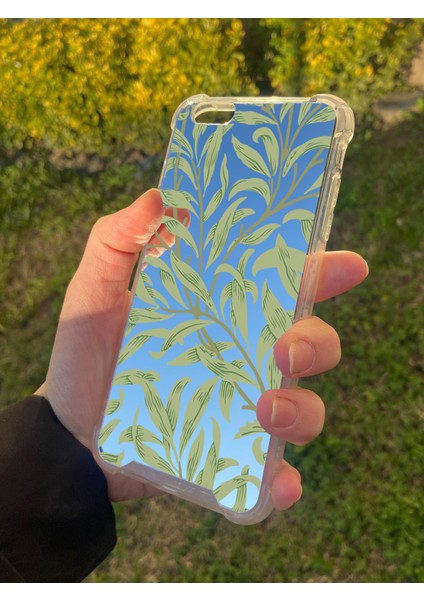 Apple iPhone 6s Plus Uyumlu Aynalı Yaprak Desenli Darbe Kamera Korumalı Silikon Telefon Kılıfı fiyatları